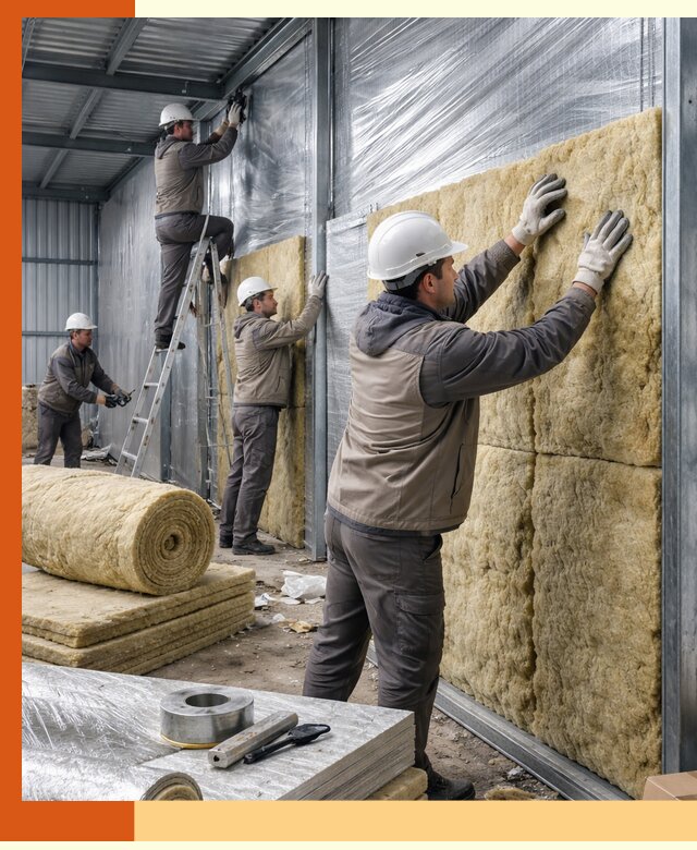 Утепление металлического склада в Снежинске: теплоизоляция и герметизация